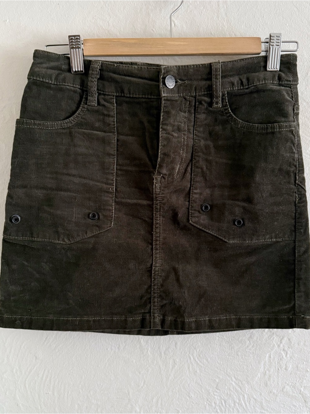 Zadig & Voltaire Jevron Khaki Corduroy Mini Skirt Size 36